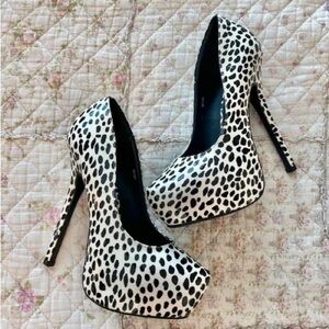 Elegant Black and White Polka Dot Heels